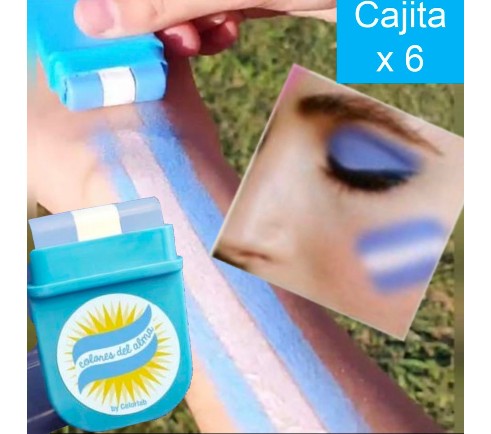 MAQUILLAJE BANDERITA ARGENTINA EN CAJITA EN BARRA (PACK X 6 UNIDADES)